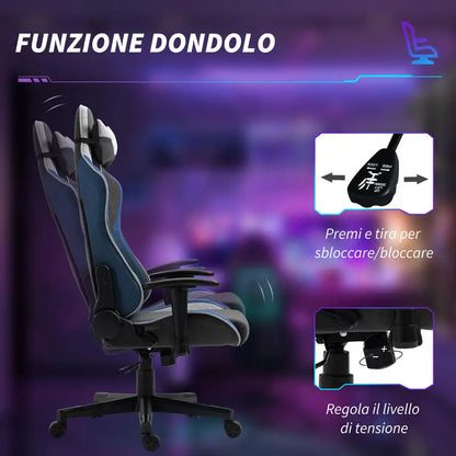 Premium Gaming Chair Reclining 150° with Rocking Function, Ergonomic Gaming Chair with Adjustable Height, Linen Fabric Office Chair for PC Gaming