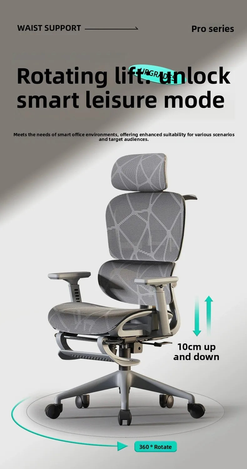 Breathable Ergonomic Office Computer Chair Reclining Gaming Chair  Comfort Lumbar Support  Long Sitting Adjustable Swivel Design