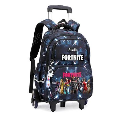 Fortnite Trolley Bag Easy Stair Climbing Anime Waterproof Wheeled Backpack Large Capacity Student Schoolbag Casual Travel Bag