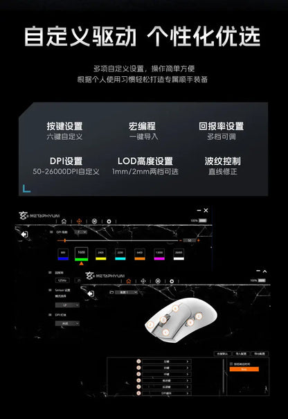 Metaphyuni Metapanda P1 Draadloze Muis P1 Pro Max Paw3395L Lage Latentie Lichtgewicht E-sports Gamingmuis Ergonomisch Pc-gamercadeau