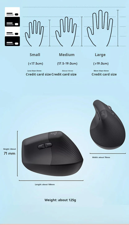 Logitech Lift Ergonomic Bluetooth Wireless Vertical Mouse Small Business Office Mouse Switch Between 3 Devices in Seconds