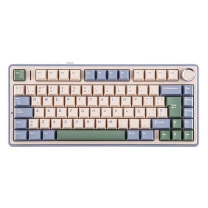 EPOMAKER AULA F75 ISO-ES 75% QWERTY español, teclado mecánico gaming inalámbrico con cable/Bluetooth/2.4GHz, hot-swap, montaje gasket y retroiluminación RGB