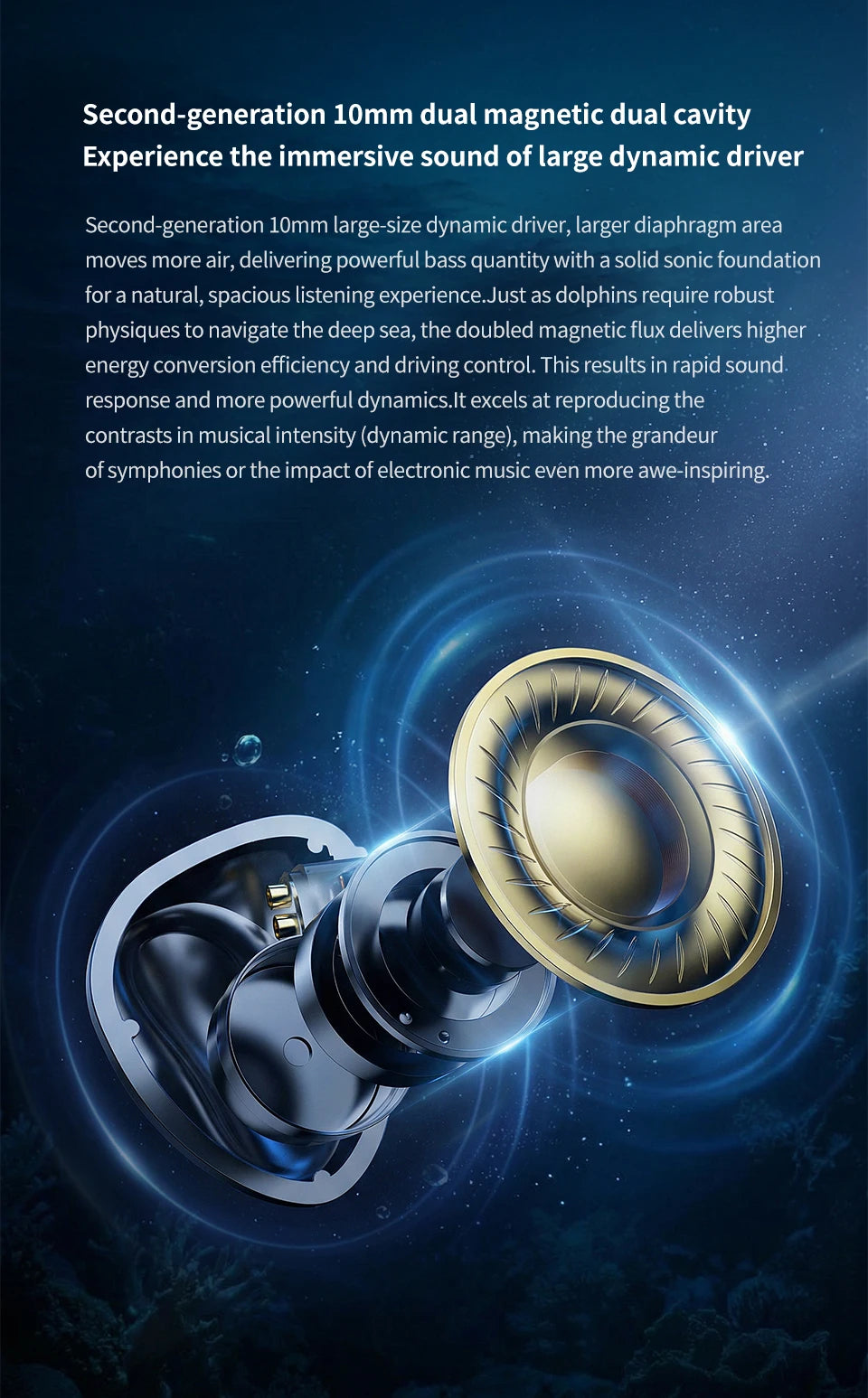 TRN Dolphin Wired Earphones with 10mm Dual Magnetic Dynamic Driver, Liquid Metal HiFi In-Ear Headphones, High Resolution Audio Earbuds