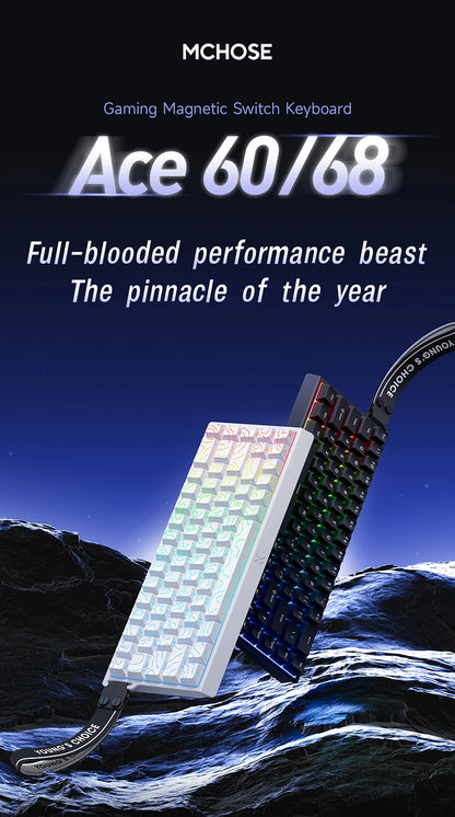MCHOSE Ace 60 Pro 68 Magnetic Axis Mechanical Keyboard Customized Esports 0.01ms Latency RT 0.01mm 128K Gaming Keyboard Original