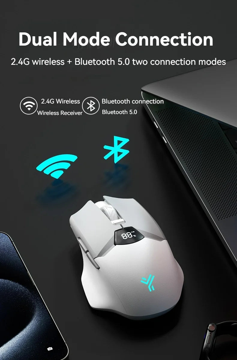 2.4G Bluetooth trådløs mus med skærmdisplay, kraftigt 600mAh-batteri med stor kapacitet og lydsvage knapper til gaming og kontorbrug