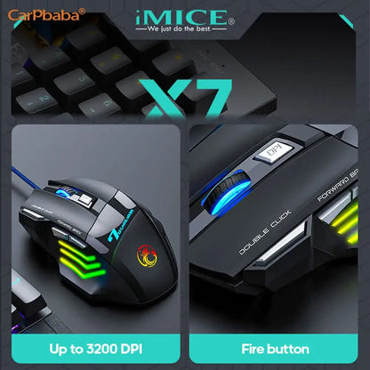 IMICE X7 Optical Gaming Mouse, Wired RGB Gaming Mouse with Adjustable DPI, Ergonomic Anti-Slip Design, 7 Programmable Buttons for PC & Laptop