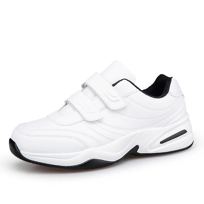 Sneakers da uomo in pelle regolabili con chiusura a strappo, scarpe sportive casual, sneakers bianche, scarpe da ginnastica sportive da uomo