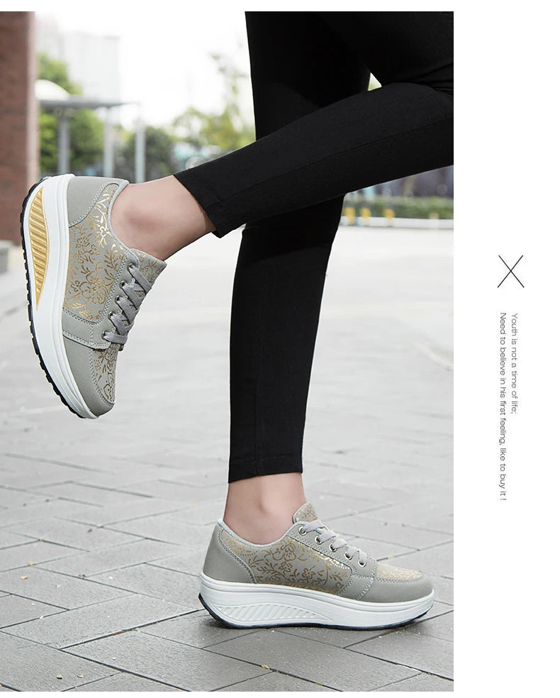 Læder-casualsneakers til kvinder, moderigtige og komfortable platform-vandresko, kilehæl-mokkasiner, åndbare loafers, Zapatos De Mujer