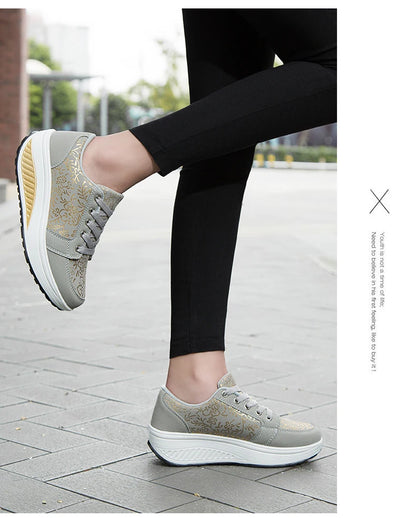 Læder-casualsneakers til kvinder, moderigtige og komfortable platform-vandresko, kilehæl-mokkasiner, åndbare loafers, Zapatos De Mujer