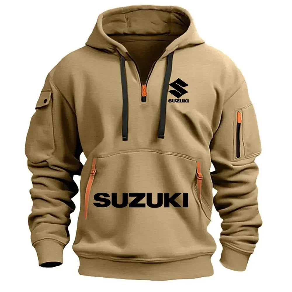 Suzuki's newmen's hooded sweatshirt casual outdoor sports sweatshirt warm for autumnandwinter perfect for motorcycle enthusiasts