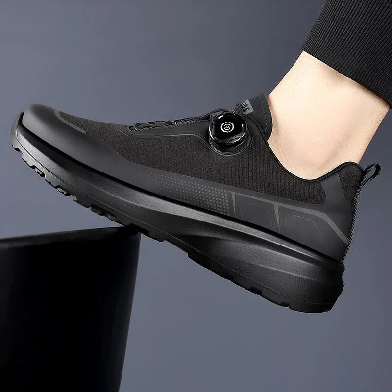 Zapatillas deportivas de running para hombre, ligeras, cómodas y versátiles, de color liso y con cierre ajustable para montañismo