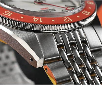 Relógio Automático Masculino San Martin 39.5mm Edição Limitada com Mostrador Full Lume NH34 GMT 6H Data 10Bar Luxo Kol Saati SN0116W