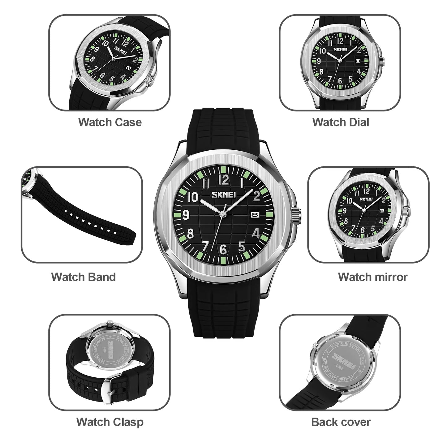 Skmei 9286 Top Brand Luxury Date Sports Silicone Watches Clock For Men Male Relogio Masculino Quartz Movement Wristwatches