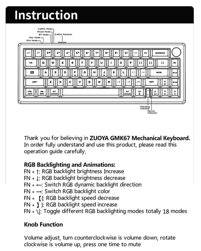 GMK67 Machanical Keyboard KIT Bluetooth 5.0/2.4G Wireless/Wired Gasket-mounted Gaming Keyboard  Customizable Keyboards KIT