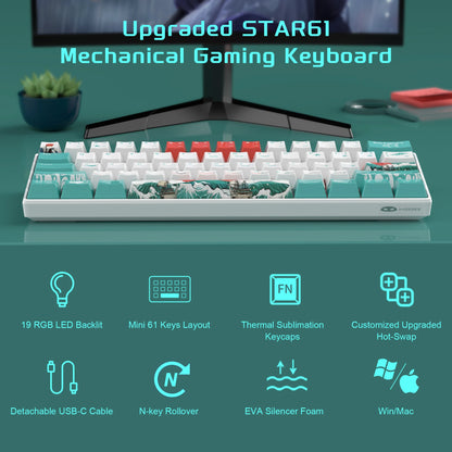 MageGee 60% Mechanical Gaming Keyboard, RGB Full Hot-swappable Customized Switch 61 Keys Mini Office Keyboard for Win/Mac Laptop