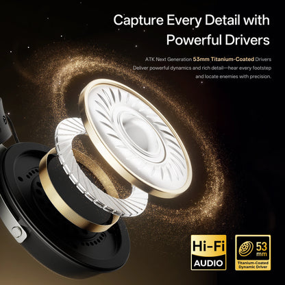ATK Neptune N9 Wireless Gaming Headset – Low Latency eSports Headphones with Noise Cancelling Mic, Bluetooth 5.3, 4 Modes Dual Connection Gaming Headset