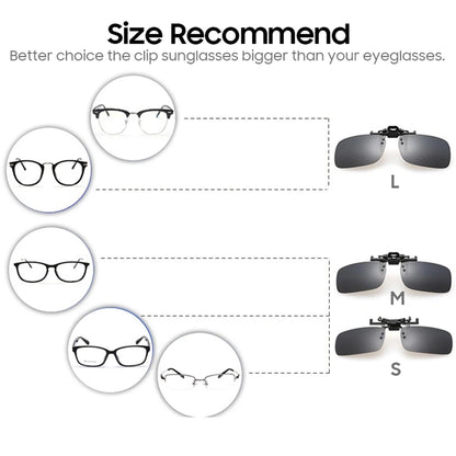 VIVIBEE Men Polarized Flip Up Clip on Sunglasses Black Driving UV400 Women Square S M L Goggles Night Vision Fishing Glasses