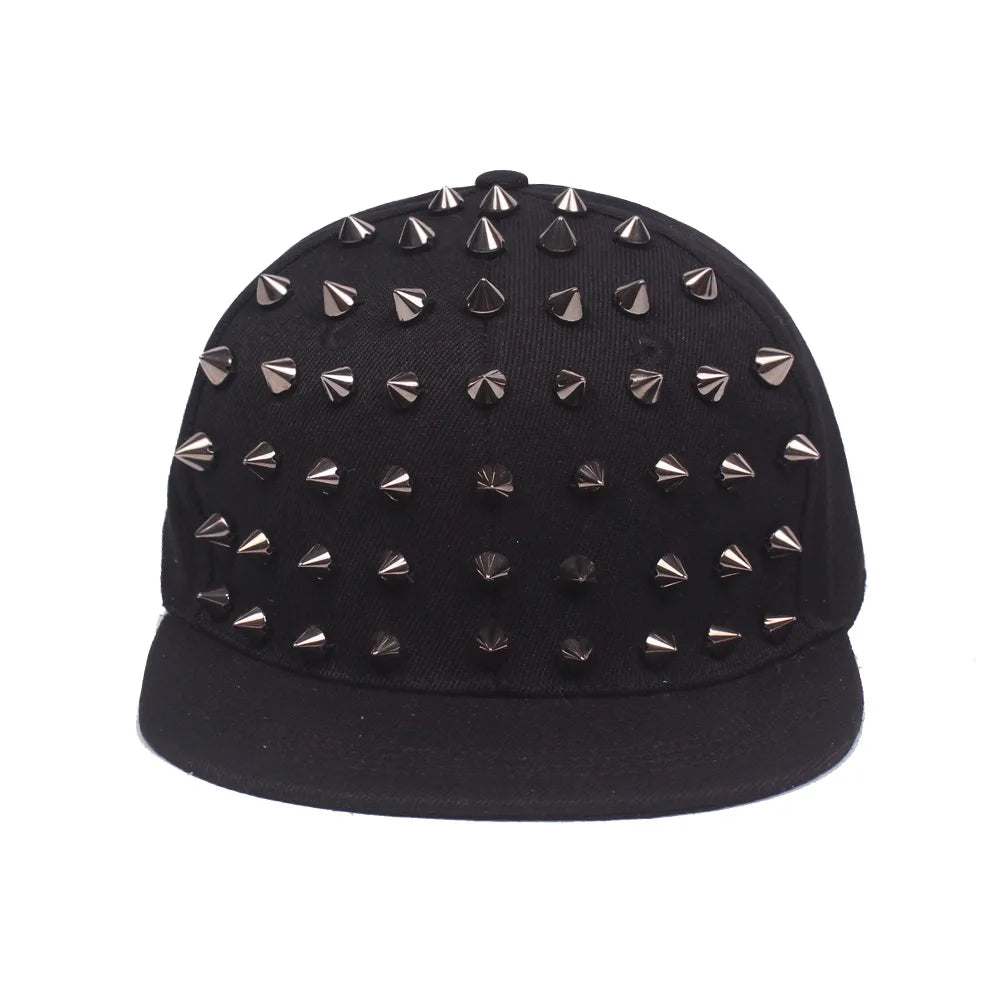 1pc Hip Hop Y2K Style Street Baseball Cap,Personalized Fashion Rivet Duck Tongue Driver Caps Street Dance Flat Edge Skull Caps