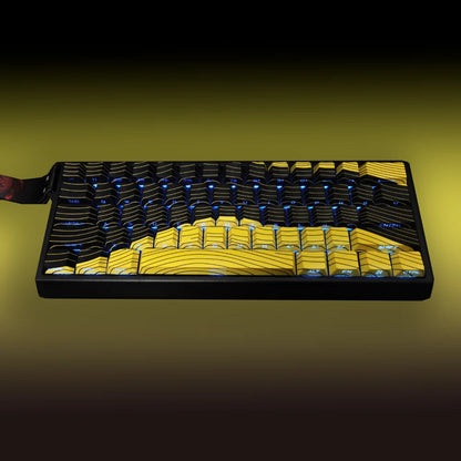 Contour Black and Red Side Engraved Translucent Keycaps PBT 128 Key Cherry Keycaps Suitable for Wooting Mechanical Keyboards