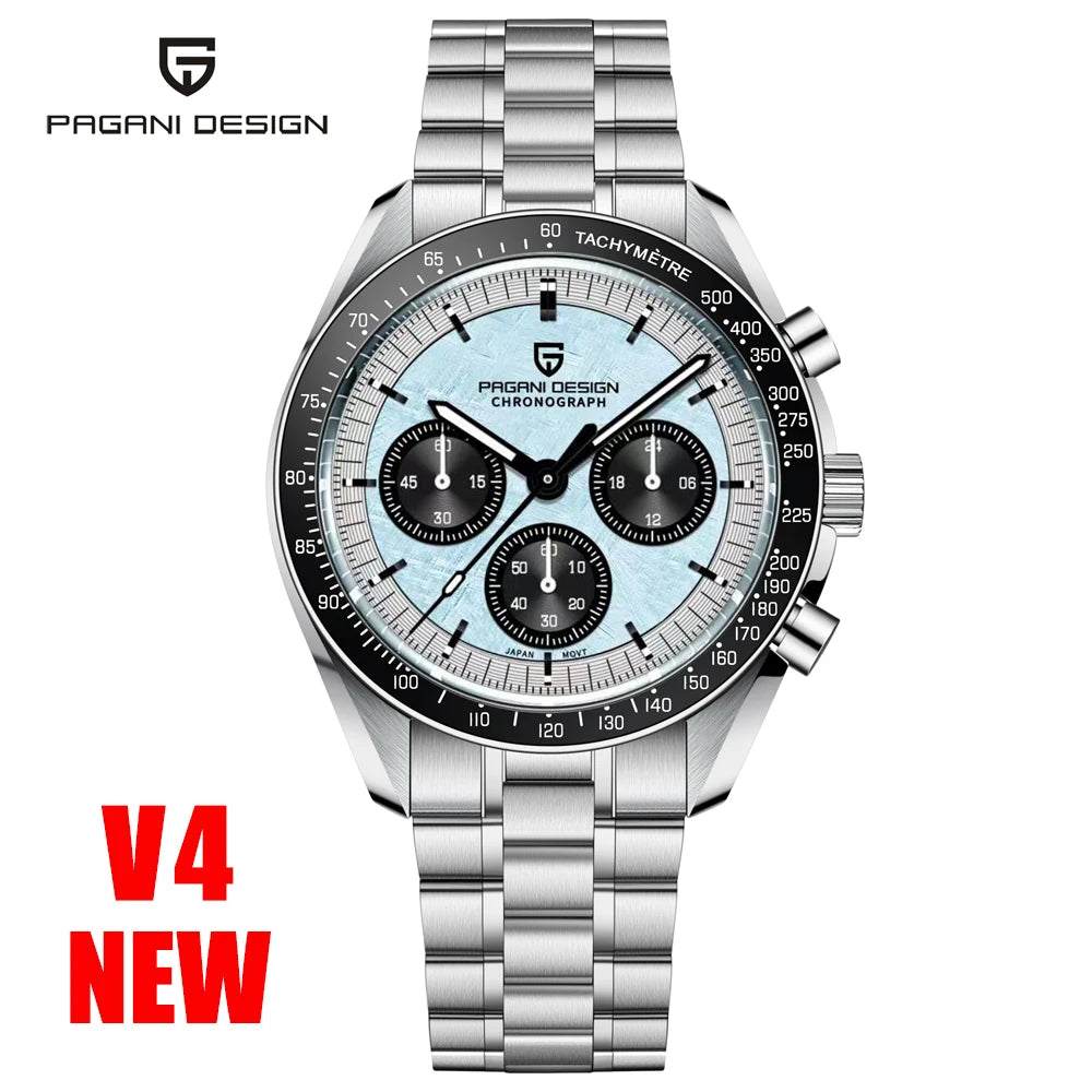 PAGANI DESIGN Saturn Men's Watches 2026 New Top Luxury Quartz Watch Men Light Tan Chronograph AR Sapphire crystal Wristwatch Men