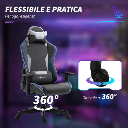 Premium Gaming Chair Reclining 150° with Rocking Function, Ergonomic Gaming Chair with Adjustable Height, Linen Fabric Office Chair for PC Gaming