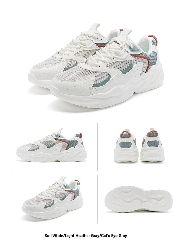 Xtep Casual Shoes For Men Breathable Thick Sole Heightened Lightweight Strong Wrapping Street Style Sports Shoes 977319320047