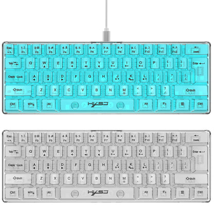 HXSJ V700 60% Wired Transparent Gaming Keyboard, RGB Backlit 61 Keys Compact USB Gaming Keyboard for PC, Mac & Laptop