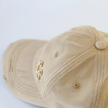 2025 New Korean Luxury Baseball Cap Design Sun Hat American Youth Personalized Water Washed Punched Fashion Baseball Hat Trend