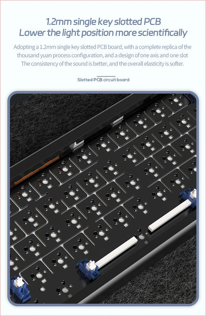 Tri-mode Mechanical Keyboard Wired&Wireless Barebone Kit 3/5 Pins Customized Hot Swap RGB Rapid Disassemble Gasket