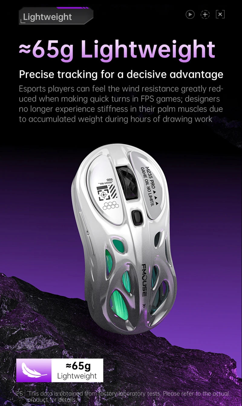 Draadloze 2.4G tri-mode RGB-gamingmuis met hol, lichtgewicht ontwerp, Chroma-verlichting, bekabeld, Bluetooth, e-sports muiscontroller