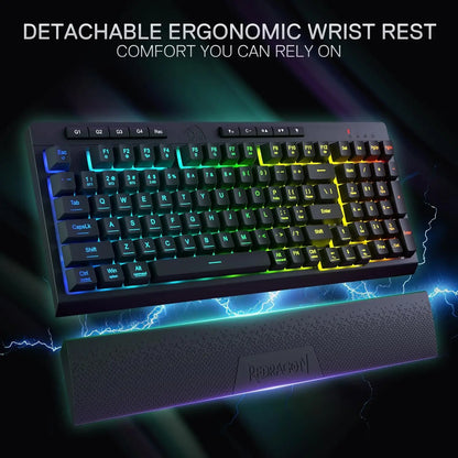 Redragon K515 PRO Shiva RGB Wireless 98 Keys Mechanical Membrane Gaming Keyboard, Smooth Linear Switch, Detachable Wrist Rest