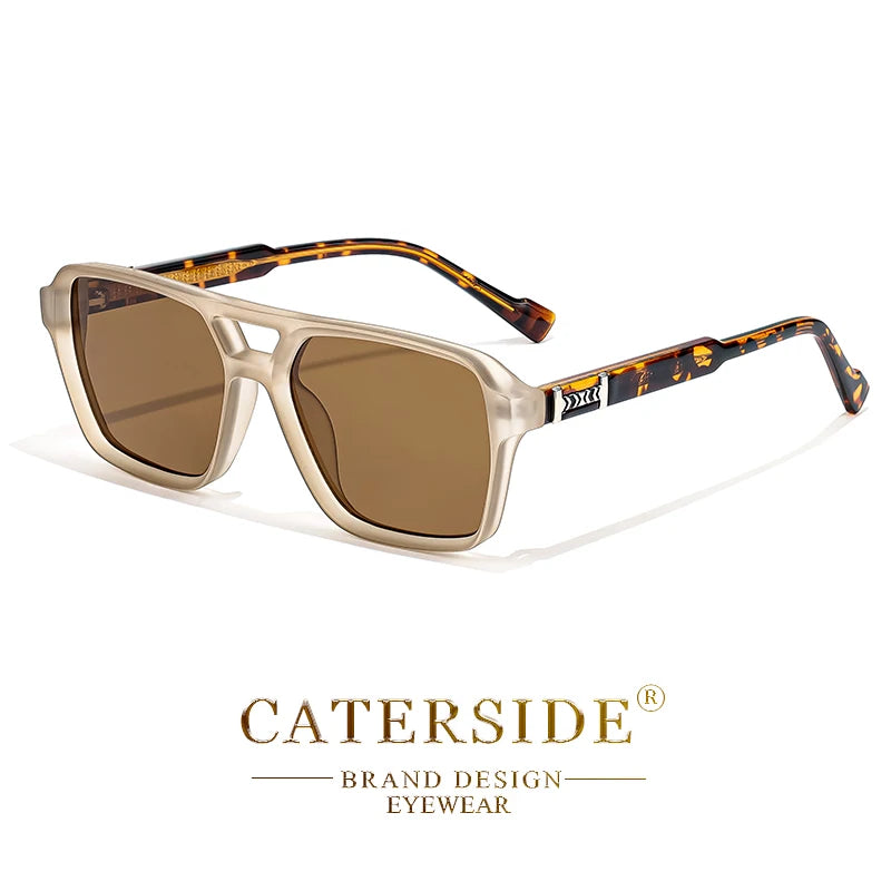CATERSIDE Retro Square Sunglasses Men Punk Flat Top Double Bridge High Quality Sun Glasses for Women Party Festival Gifts