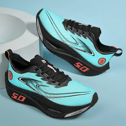 FourSeasons Men's Sports Sneakers Carbon Plate Running Shoe, Breathable Marathon Racing Comfortable Athletic Training Shoes Walking