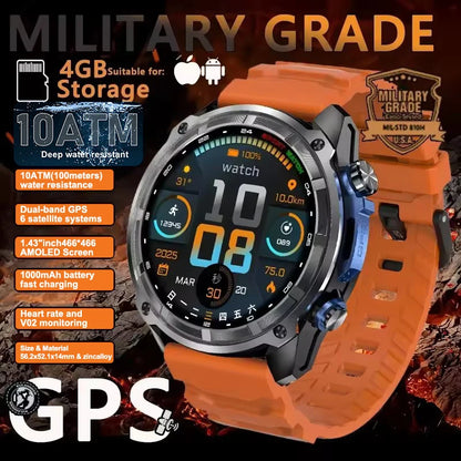 New Outdoor Precise GPS Map GNSS Smart Watch Men 10TM Waterproof 1000mAh Battery 170+Sport Mode Bluetooth Call AMOlED Smartwatch
