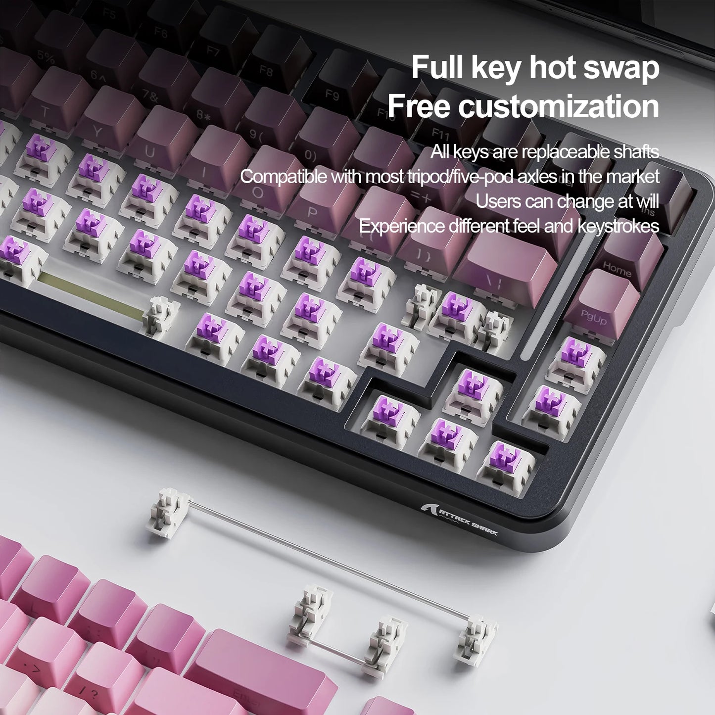 Attack Shark M86 Wireless Mechanical Keyboard 75% Compact RGB Backlit Hot-Swappable Side-Printed PBT Keycaps Tri-Mode 4000mAh