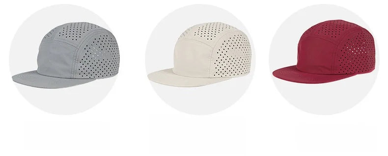 Quick-Dry 5 Panel Running Cap Laser Cut Perforated Breathable Sport Hat Ultra-Lightweight Soft Top Baseball Cap for Men Women