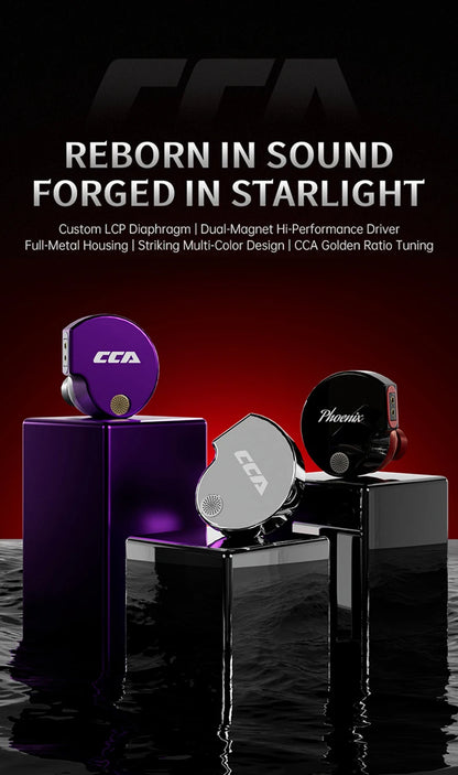 CCA Phoenix HiFi Earphones Dynamic Drive LCP Diaphragm Earphones Noise Cancelling Replaceable 2PIN Cable Gaming Wired Earphone