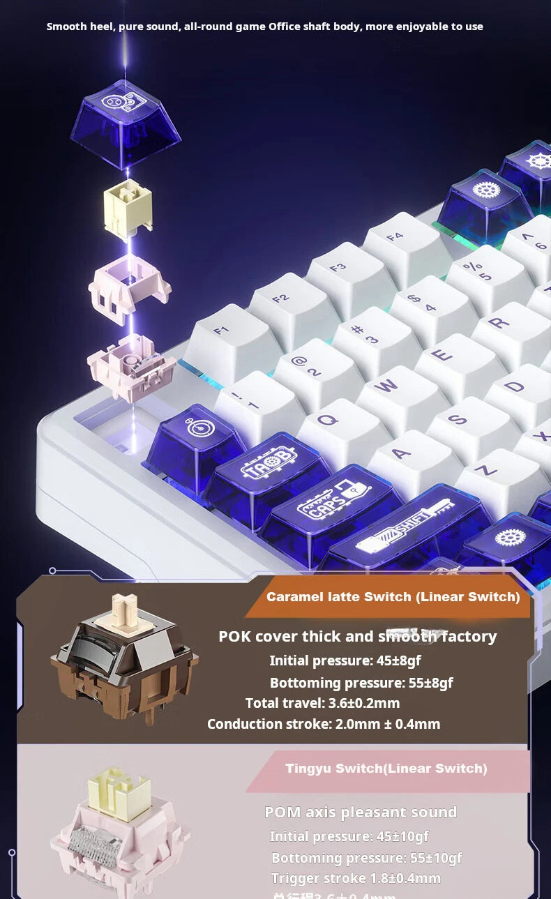 AULA L99 Intelligent Screen Mechanical Keyboard Bluetooth Wireless Tri-mode Night Gaming Laptop Keyboard 8000mAh Raindrop Switch