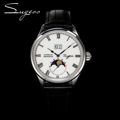 Sugess Watch Tianjin ST25 Automatic Mechanical Movement Real Moonphase Men Watches Luxury Wristwatch Retro Reloj Hombre Sapphire