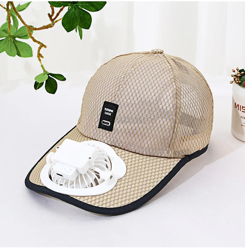 Rechargeable Fan Baseball Net Hat Sun Protection Duck Tongue Breathable Net Hat For Couples Outdoor Travel Men Women mz129