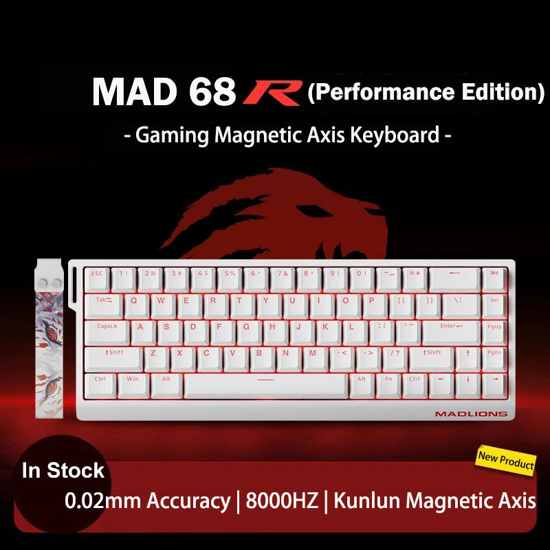 MADLIONS MAD 60/68HE Gaming Magnetic Switch Keyboard, Wired Mechanical Gaming Keyboard with 8K Polling Rate, Rapid Trigger, Hot Swappable RGB 61/68 Keys