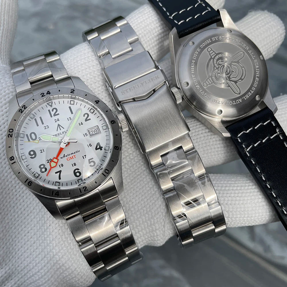 Reloj de pulsera mecánico STEELFLIER Official SF792 GMT con movimiento NH34, luminiscencia Super BGW9 C3, impermeable 200M, reloj de buceo de lujo para hombre