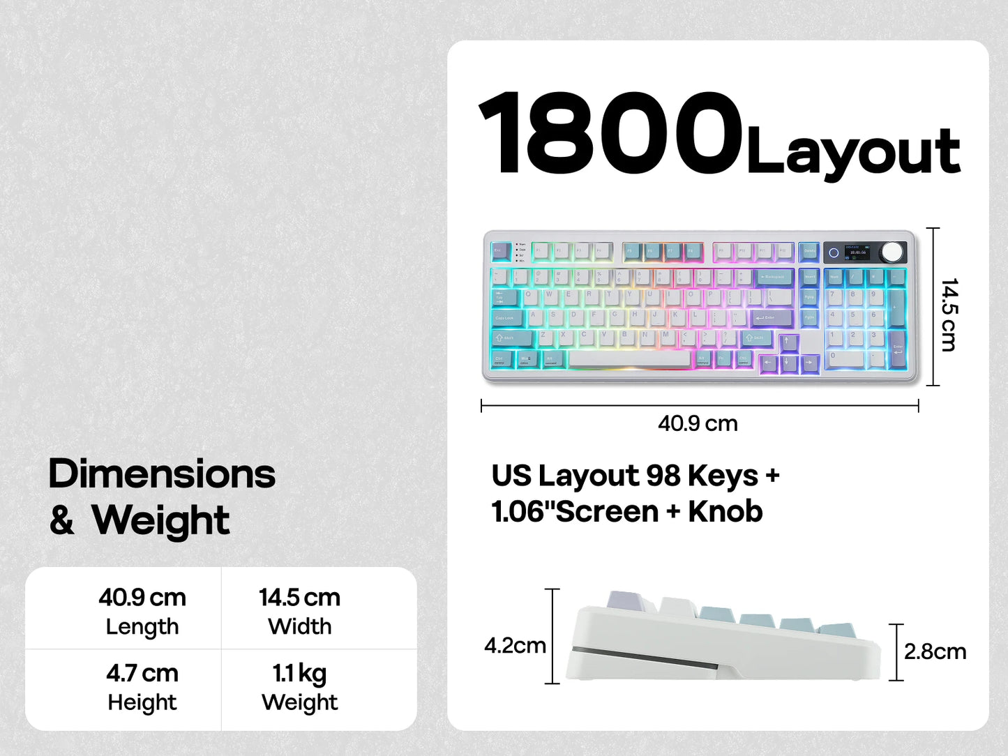 EPOMAKER TH99 PRO 96% ANSI US Layout Hot-Swap Wired/Bluetooth/2.4Ghz Wireless Mechanical Keyboard with 10000mAh for PC/Mac