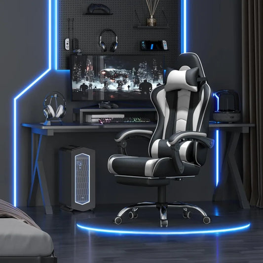 Chaise de jeu ergonomique personnalisable avec siège et appui-tête pivotant, chaise de jeu vidéo réglable avec soutien lombaire de Massage