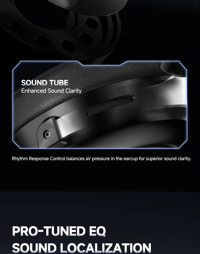 HaaYot Professional Wireless Gaming Headset Bluetooth 6.0 with 7.1 Surround Sound, Low Latency 15ms Gaming Headphones with Mic for PC PS5 Switch Mobile