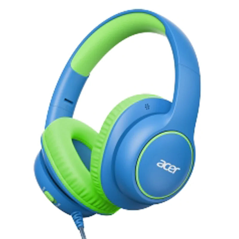 Casque filaire Acer pour enfants, idéal pour l'école, circum-auriculaire, limite de volume sécurisée 85/94 dB, prise jack 3,5 mm, casque pliable pour tout-petits garçons et filles