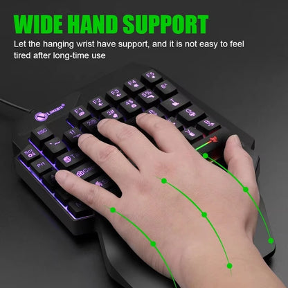 TEUCER 35 Keys One-Handed Mini Gaming Keyboard USB Wired RGB Backlit Ultra-Slim Gaming Keypad for PC, Laptop & Mobile Gaming