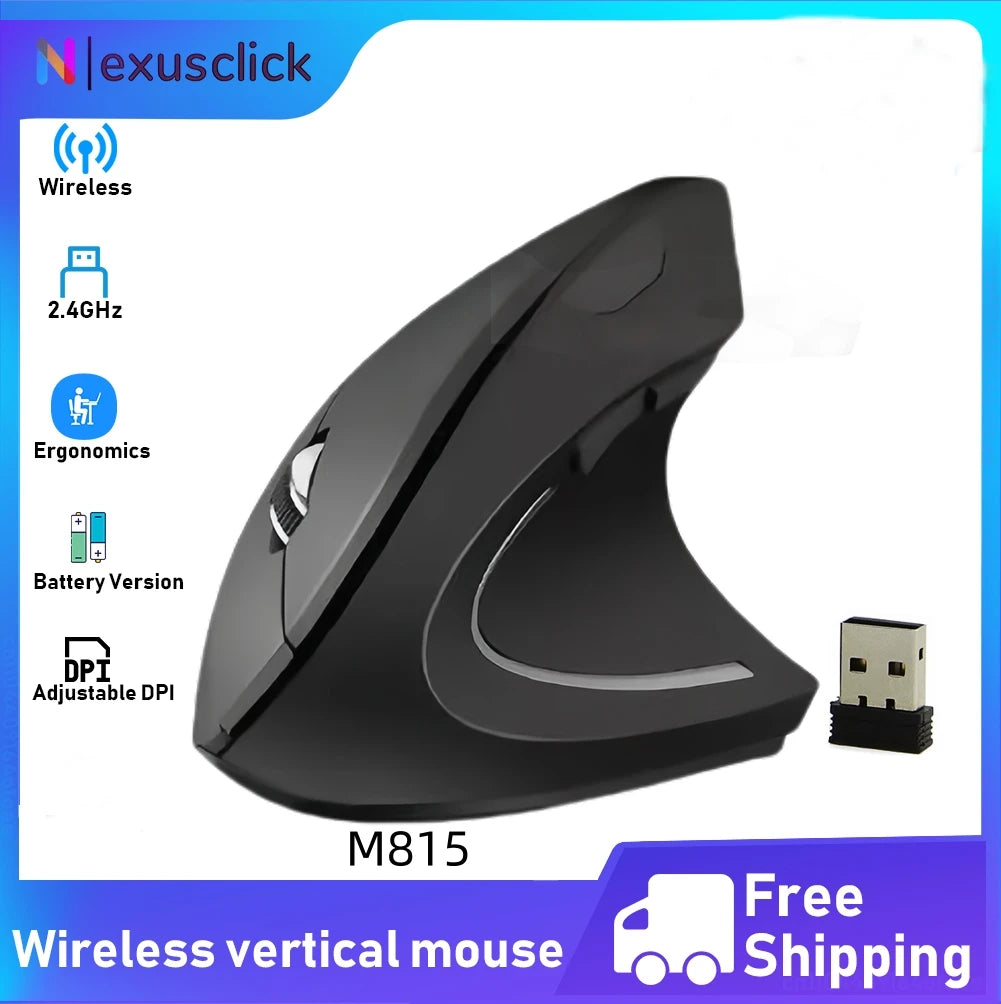 2.4G Bluetooth vezeték nélküli függőleges egér, újratölthető, ergonomikus, 1600DPI állítható gaming egér, 6 gombos, laptophoz, PC-hez és számítógéphez