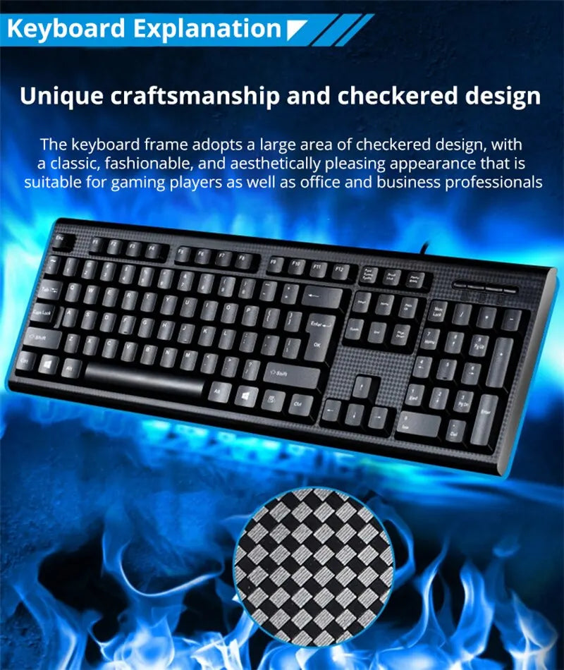 Teclado Individual Q9 USB de Conetor Quadrado para Escritório e Casa, PS2 de Conetor Redondo, com Fio para Computador de Secretária