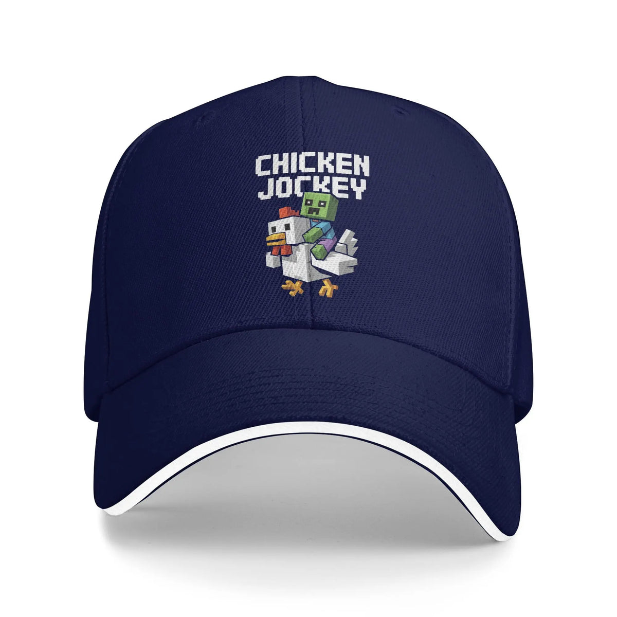 Casquettes de baseball « Chicken Jockey Zombie Pixel Art » sur le thème des films de zombies pour hommes et femmes, casquettes de camionneur, pour le sport en plein air, casquettes de soleil ajustables
